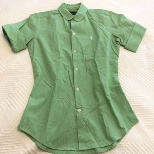 Polo Ralph Lauren brand green / white shirt. Sz 2